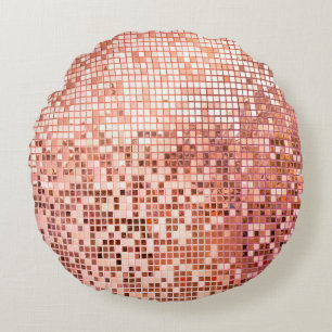 Cojín Redondo Baldosas de mosaico cuadrado de oro rosa rosa