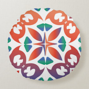 Cojín Redondo Baldosas ornamentadas antiguas talavera méxico. De