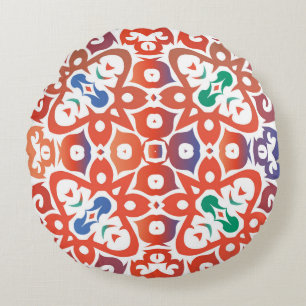 Cojín Redondo Baldosas ornamentadas antiguas talavera méxico. Di