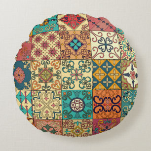 Cojín Redondo Baldosas portuguesas: Estilo Azulejo sin inconveni