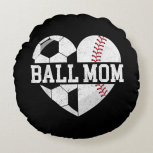 Cojín Redondo Ball Mom Shirt Heart Graciosa Béisbol
