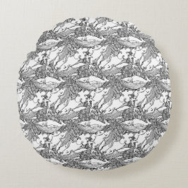 Cojín Redondo Ballena jorobada blanca y negra