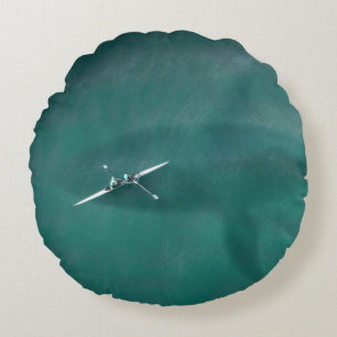 Cojín Redondo Ballenas en barco: Nunca solos en el mar