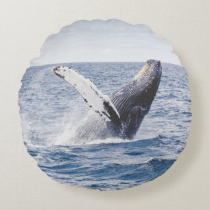 Cojín Redondo Ballenas gigantes salen del océano 