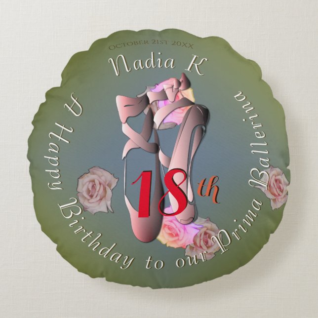 Cojín Redondo Ballerina Pointe Retro (Anverso)