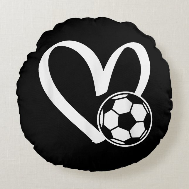 Cojín Redondo Balón de Fútbol Corazón (Anverso)
