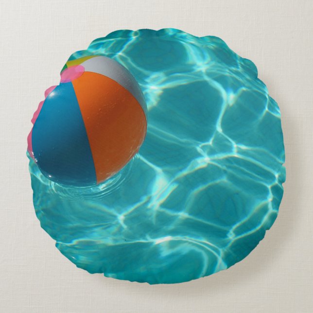 Cojín Redondo Baloncesto blanco y multicolor (Anverso)