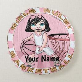 Cojín Redondo Baloncesto Chicas Rosa 