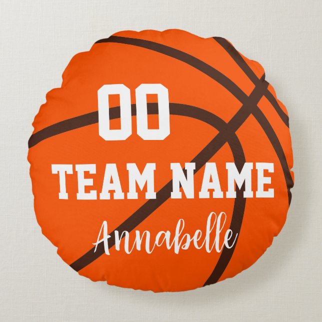 Cojín Redondo Baloncesto deportivo personalizado (Anverso)