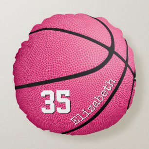 Cojín Redondo baloncesto personalizado lindo giratorio rosa