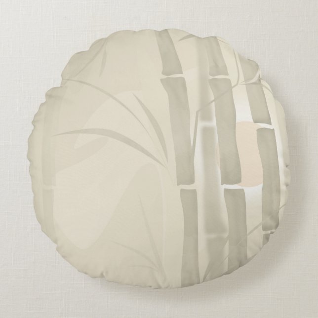 Cojín Redondo Bambú, fondo beige (Anverso)