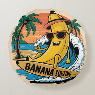 Cojín Redondo Banana Surfing
