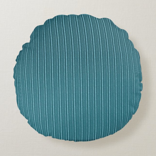 Cojín Redondo Banda náutica azul profunda cálida (Anverso)