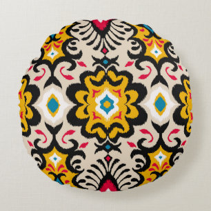 Cojín Redondo Bandana Paisley: Impresión de pañuelo de seda vint