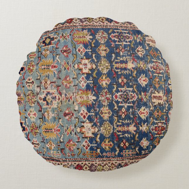 Cojín Redondo Bandas Amarillas Kuba verde azul turbio  (Anverso)