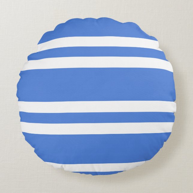 Cojín Redondo Bandas blancas y azules de Francia (Anverso)