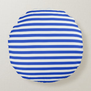 Cojín Redondo Bandas combinadas azules reales de Shirley Taylor