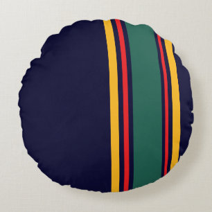 Cojín Redondo Bandas retro audaces inspiradas en la marina multi