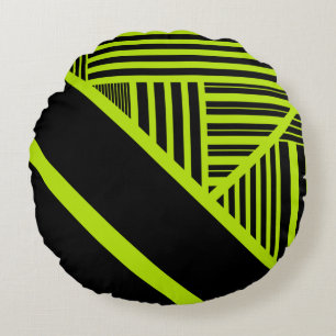 Cojín Redondo Bandas triangulares - Lime Green