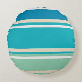 Cojín Redondo Bandas verde azuladas azul, verde y turquesa