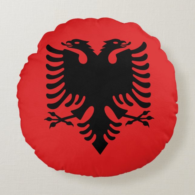 Cojín Redondo Bandera albanesa (Anverso)