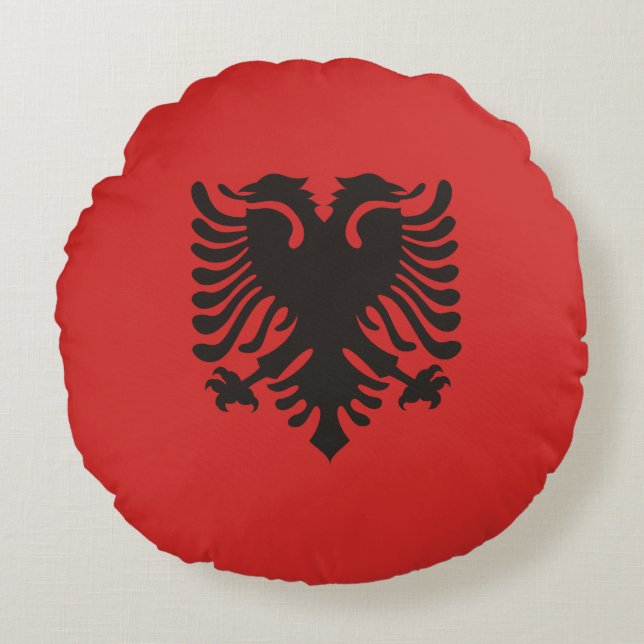 Cojín Redondo Bandera albanesa por todas partes (Anverso)