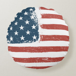 Cojín Redondo Bandera Americana Borde fondo. Versión de Raster. 