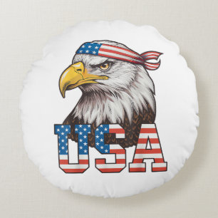 Cojín Redondo Bandera Americana De EE. UU. Hombres Mujeres Niños