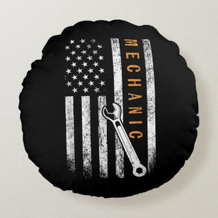 Cojín Redondo Bandera Americana Mecánico