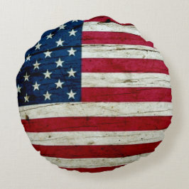 Cojín Redondo Bandera americana rústica fresca