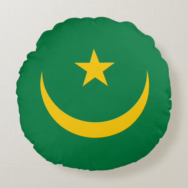 Cojín Redondo Bandera antigua de Mauritania (Anverso)