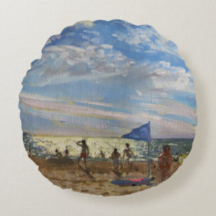 Cojín Redondo Bandera azul y sombra roja Montalivet del sol