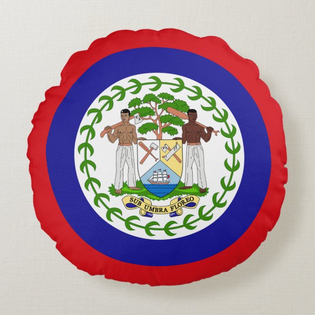Cojín Redondo Bandera beliceña (Anverso)