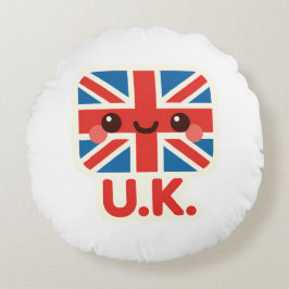 Cojín Redondo Bandera británica Kawaii - Diseño británico bonito