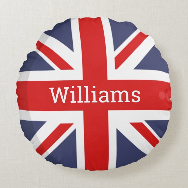 Cojín Redondo Bandera BRITÁNICA personalizada (Anverso)