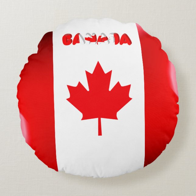 Cojín Redondo Bandera canadiense (Anverso)