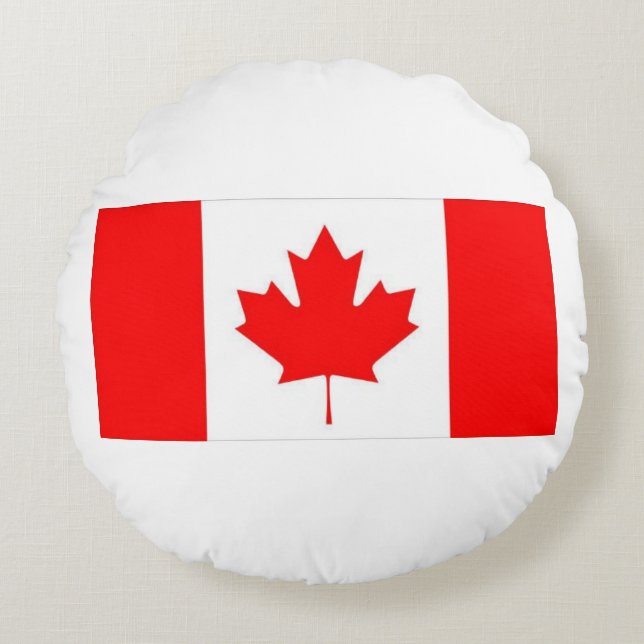 COJÍN REDONDO BANDERA CANADIENSE (Anverso)