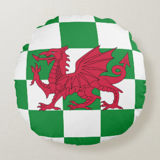 Cojín Redondo Bandera Celta Dragón Rojo Místico de Gales