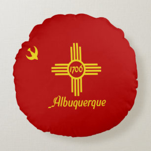 Cojín Redondo Bandera de Albuquerque (Nuevo México) Ciudad