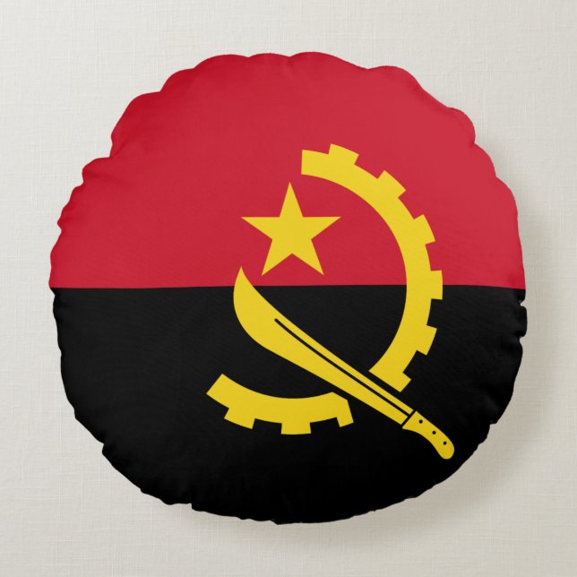 Cojín Redondo Bandera de Angola (Anverso)