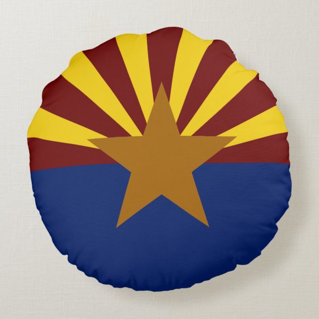Cojín Redondo Bandera de Arizona (Reverso)
