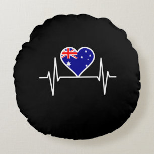 Cojín Redondo Bandera de Australia Latido del corazón