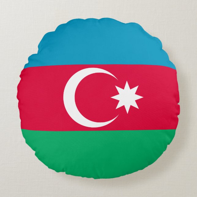 Cojín Redondo Bandera de Azerbaiyán Patriótica (Anverso)