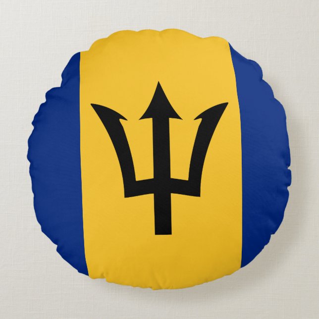 Cojín Redondo Bandera de Barbados (Anverso)