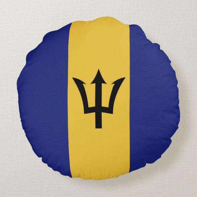 Cojín Redondo Bandera de Barbados (Reverso)