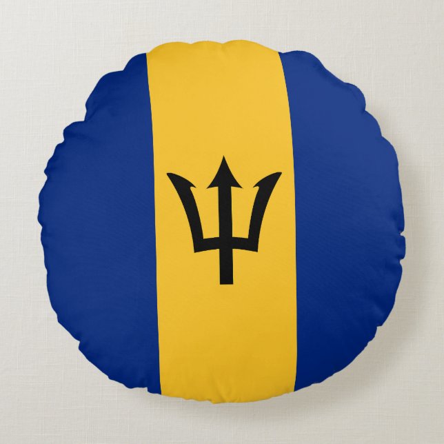 Cojín Redondo Bandera de Barbados (Anverso)