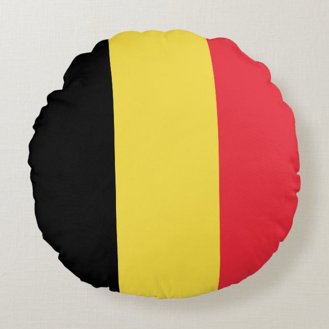 Cojín Redondo Bandera de Bélgica (Anverso)