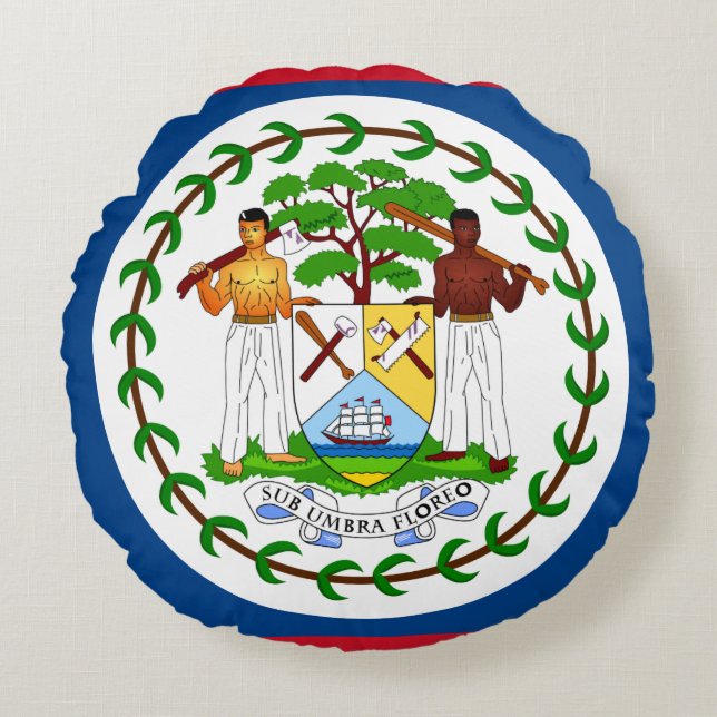 Cojín Redondo Bandera de Belice (Anverso)