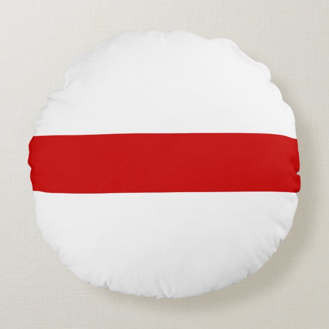 Cojín Redondo Bandera de Bielorrusia (rojo y blanco) (Anverso)