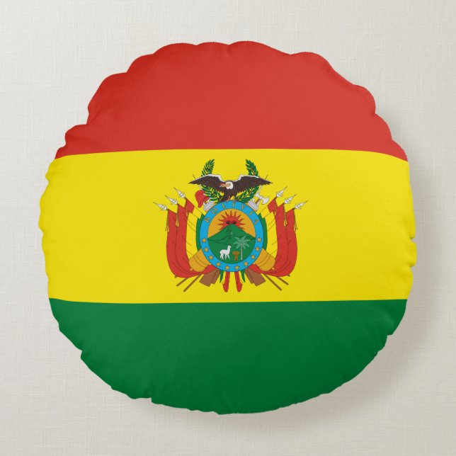 Cojín Redondo Bandera de Bolivia Patriótica (Anverso)